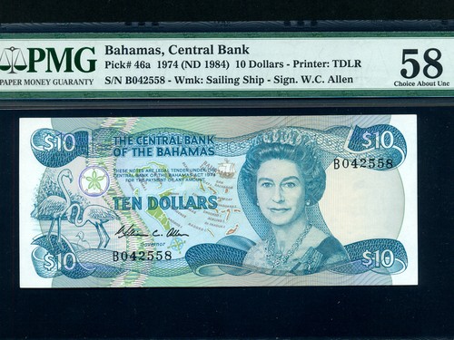 Bahamas 46a 10 dollari - bahamas:,